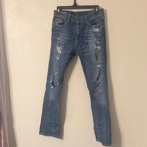 Hollister Men's Skinny Jeans - Distressed Blue